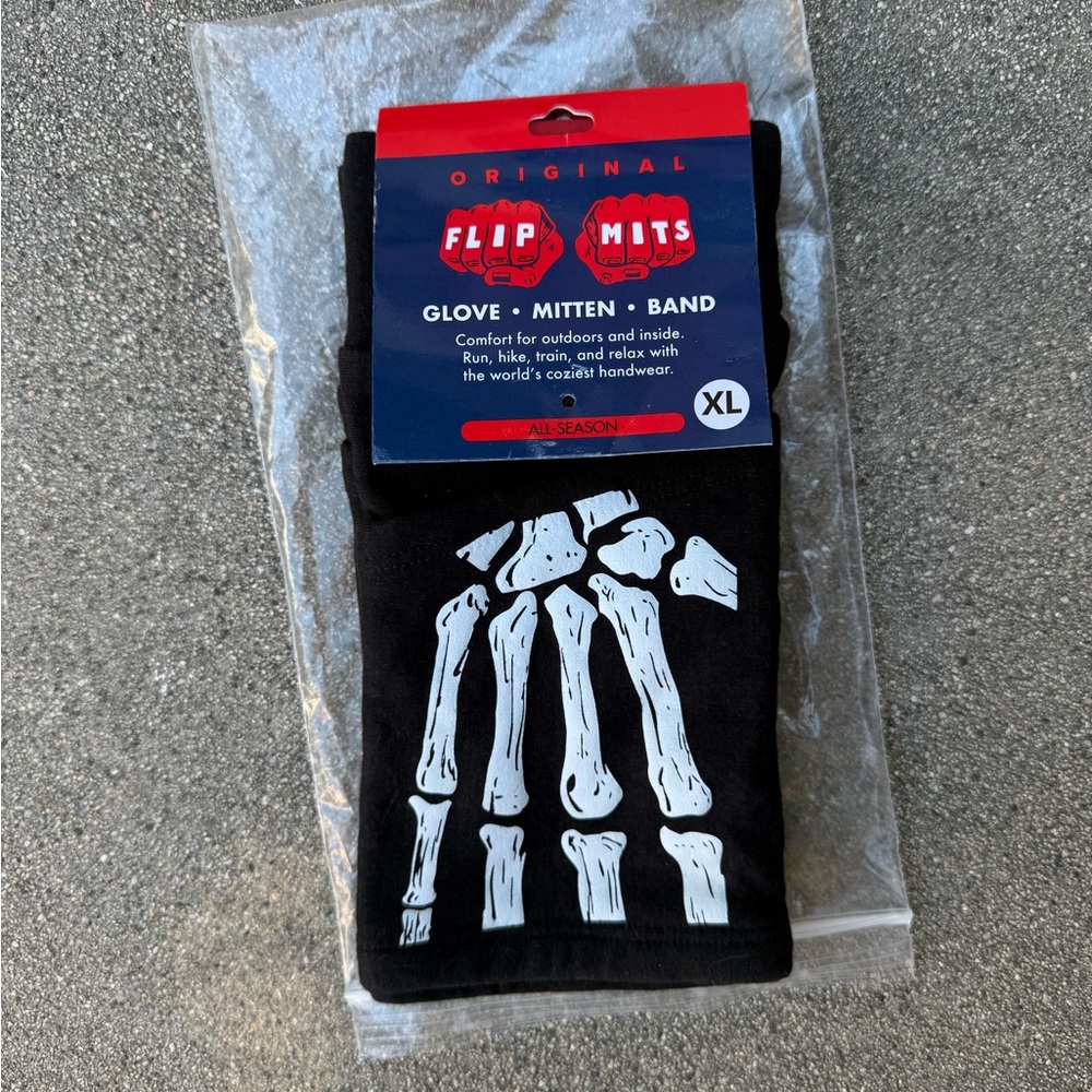 FlipMits Original Black Skeleton Flip Mitts - XL